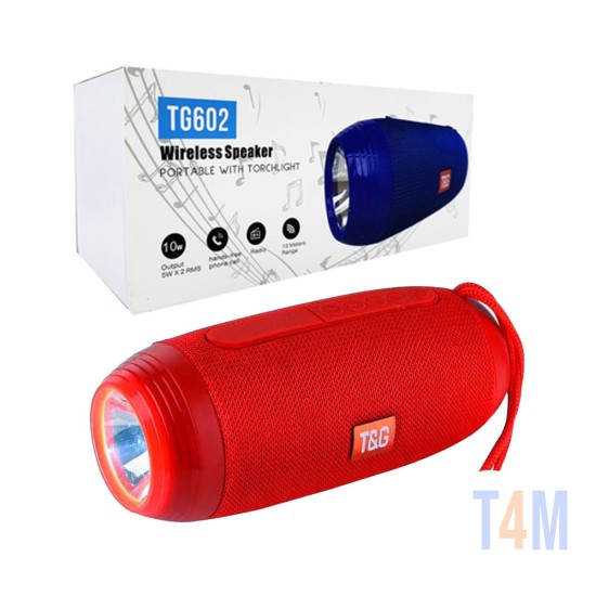 T&G PORTABLE BLUETOOTH SPEAKER TG-602 TF/USB/FM/HANDSFREE/AUX/FLASHLIGHT RED